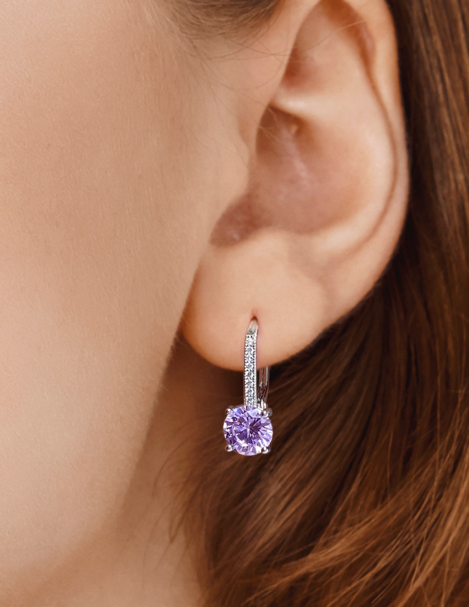 Aretes redondos de plata p 925 con acabado baño rodio zirconia Aretes redondos de plata p 925 con acabado baño rodio zirconia