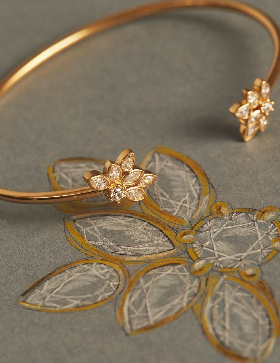 Brazalete con circonita Suculenta acabado baño de oro 2