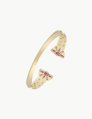 Brazalete con circonita Nefertiti acabado baño de oro