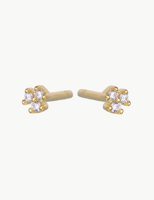 Aretes redondos Classic con acabado baño de oro