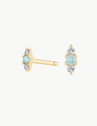 Aretes con acabado baño de oro ópalo