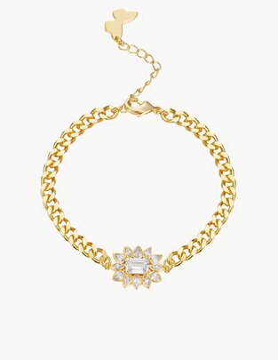 Brazalete con circonita Suculenta acabado baño de oro Brazalete con circonita Suculenta acabado baño de oro