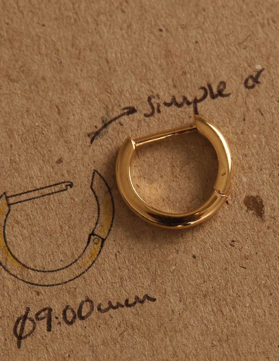 Aretes de aro con acabado baño de oro 2