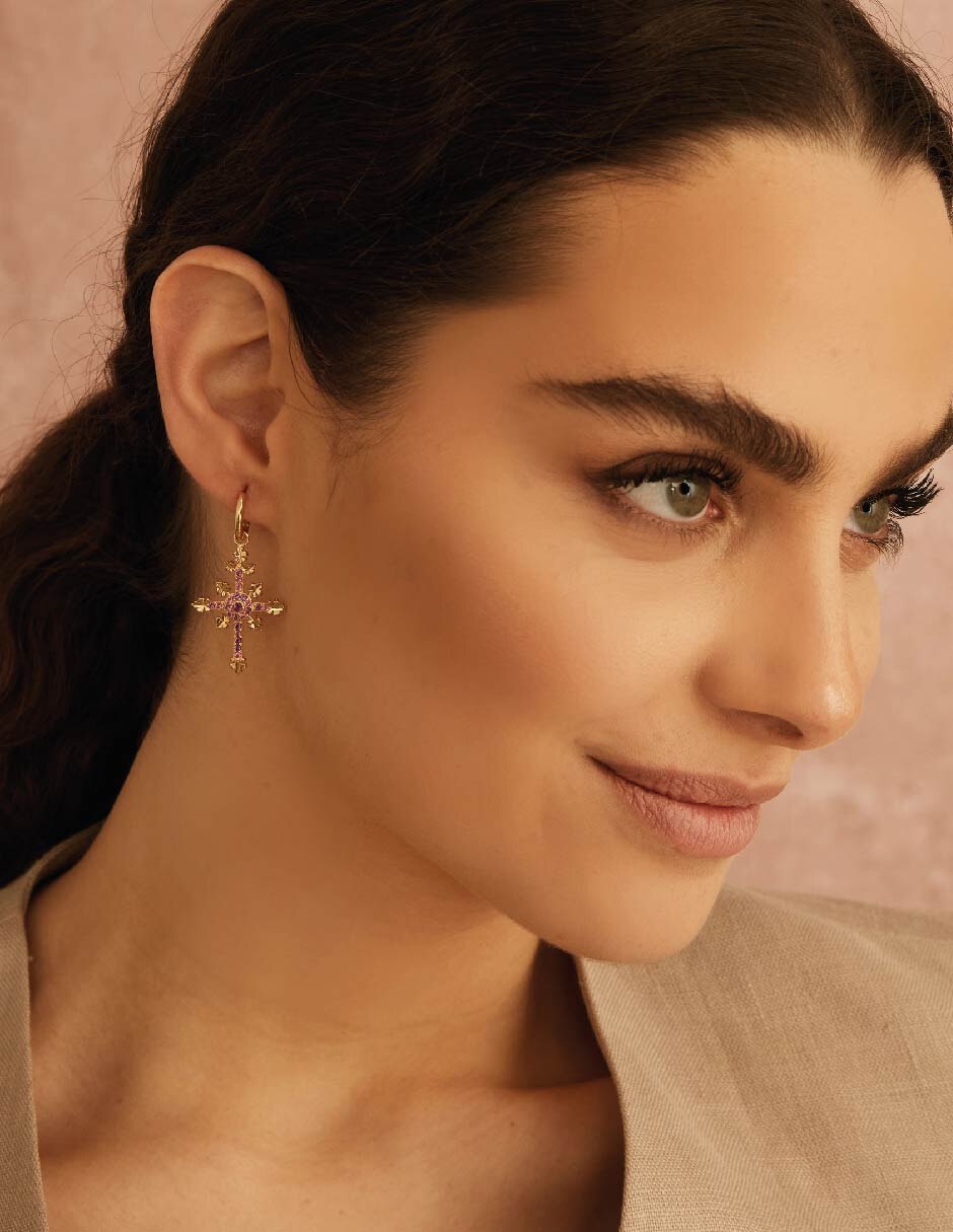 Aretes de aro con acabado baño de oro 3