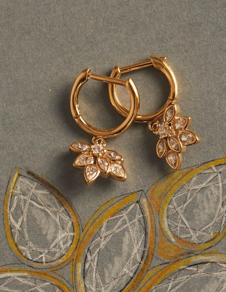 Aretes de aro Suculenta con acabado baño de oro 2