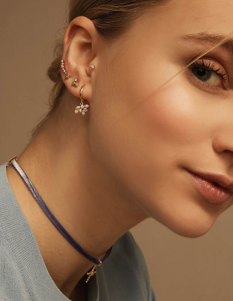 Aretes de aro Suculenta con acabado baño de oro 3