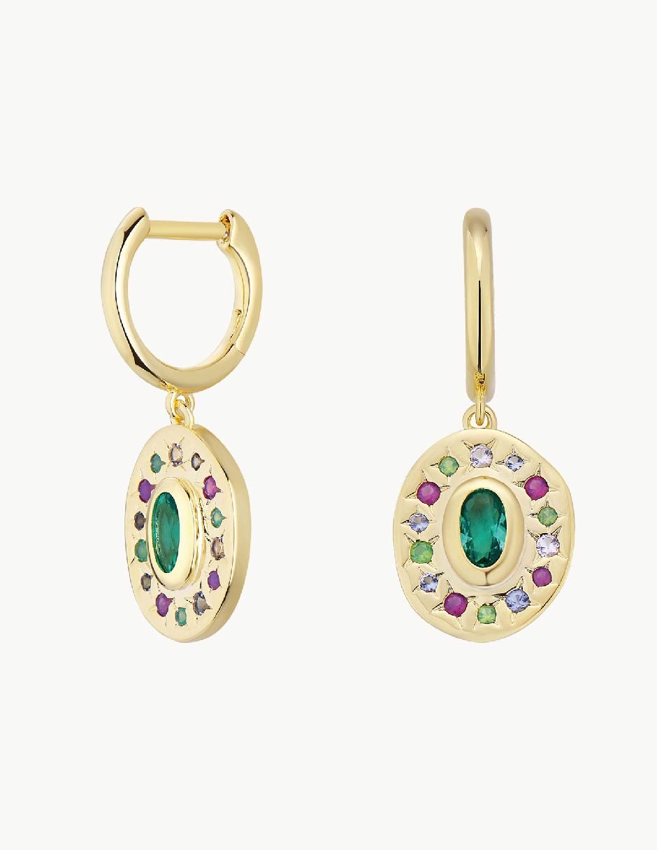 Aretes de aro con acabado baño de oro