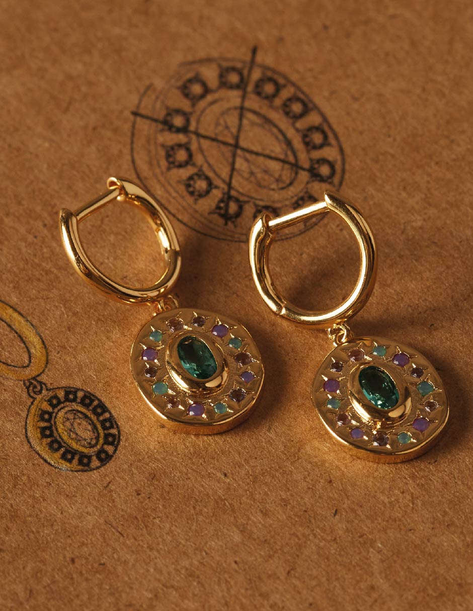 Aretes de aro con acabado baño de oro 2