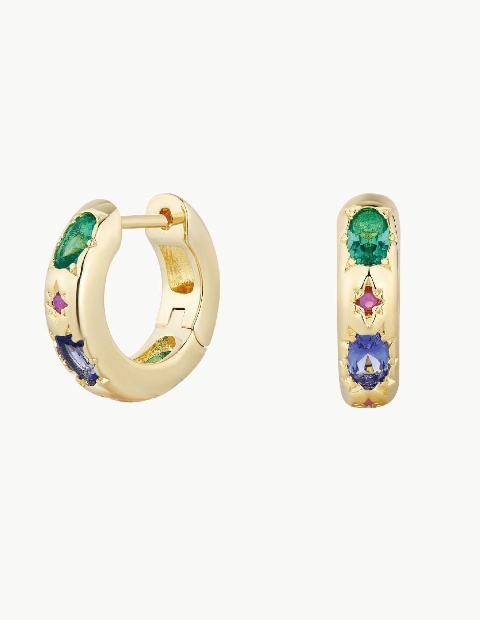 Aretes de aro con acabado baño de oro 1