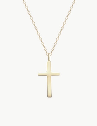 Collar de cruz de baño de oro 18 K