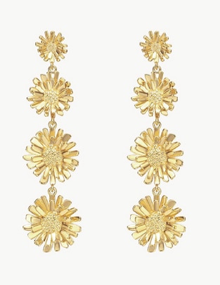 Aretes de flor Flora con acabado baño de oro