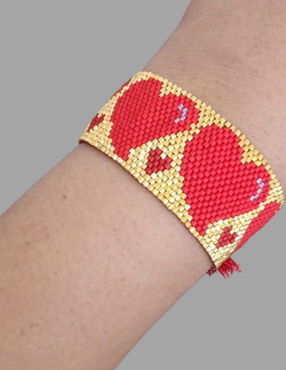 Brazalete con cristal Miyuki Corazón acabado liso