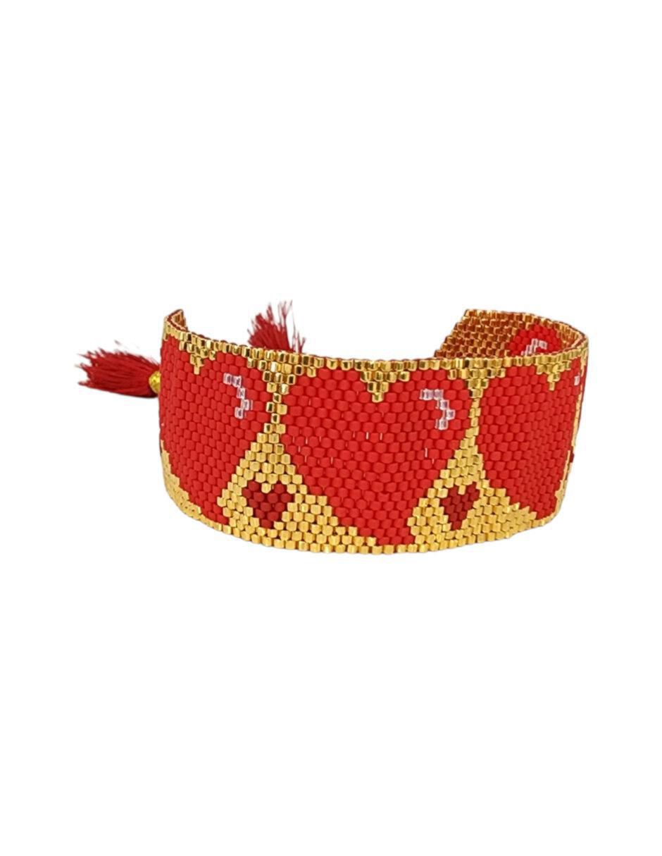 Brazalete con cristal Miyuki Corazón acabado liso