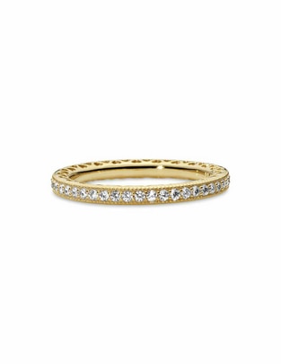 Anillo redondo Signature de plata P 925 zirconia cúbica con acabado baño de oro Anillo redondo Signature de plata P 925 zirconia cúbica con acabado baño de oro