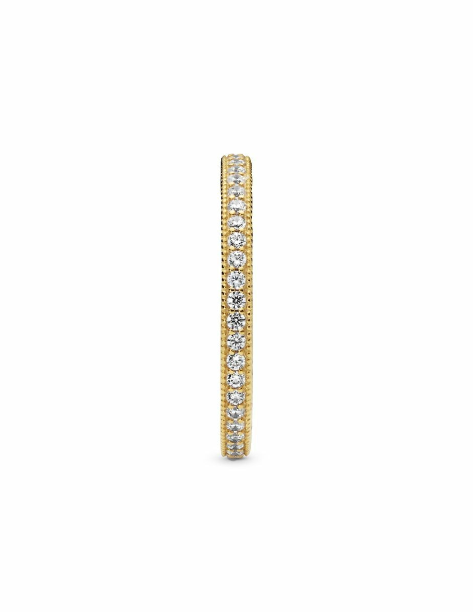 Anillo redondo Signature de plata P 925 zirconia cúbica con acabado baño de oro 2