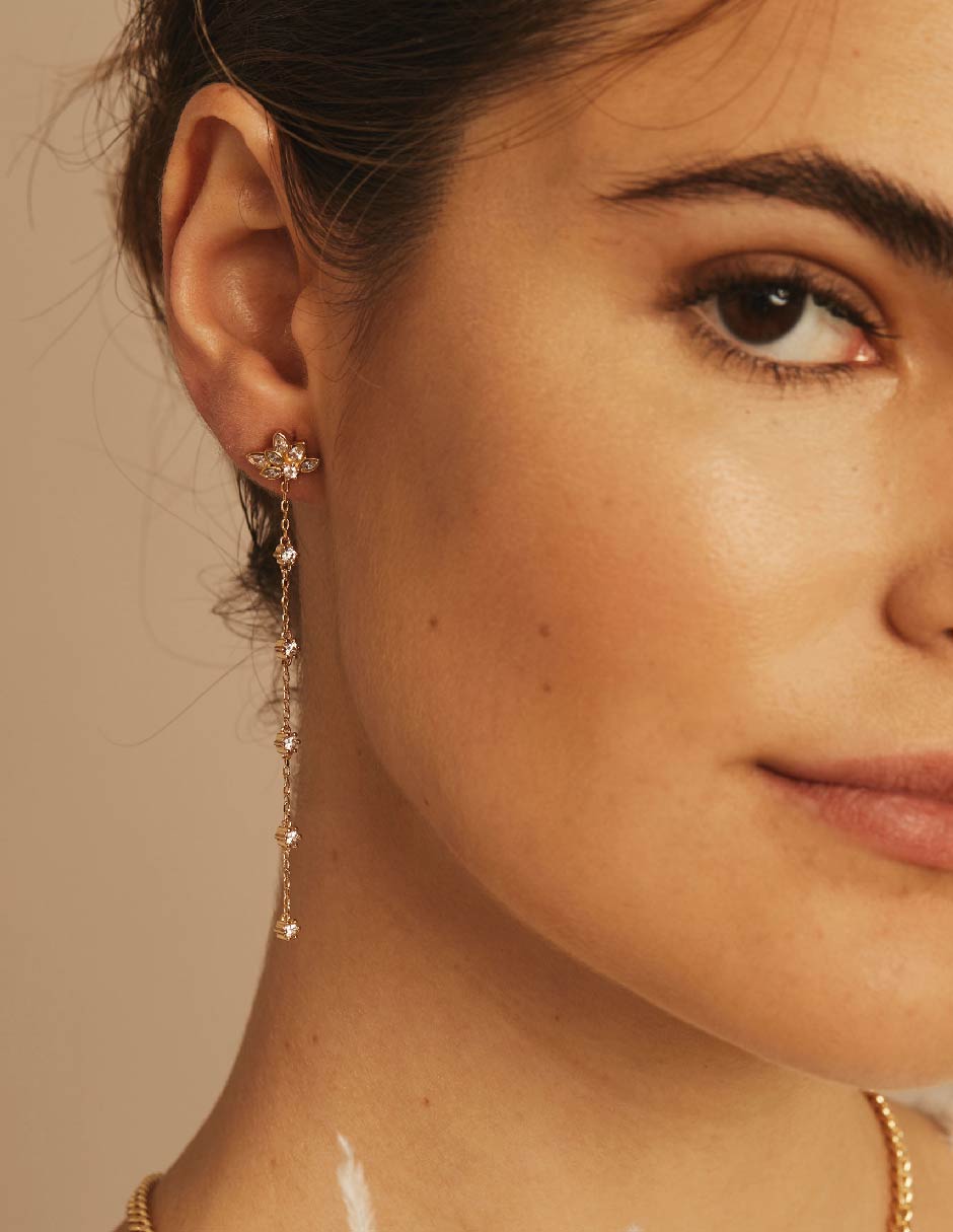 Aretes Suculenta con acabado baño de oro 2