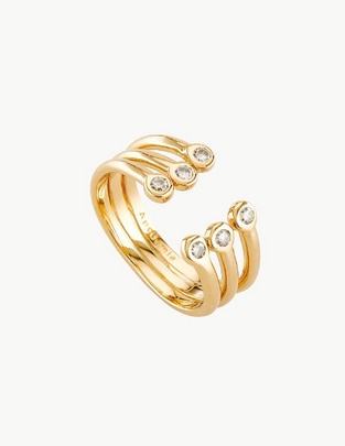 Multi-anillo redondo Classic circonita baño de oro