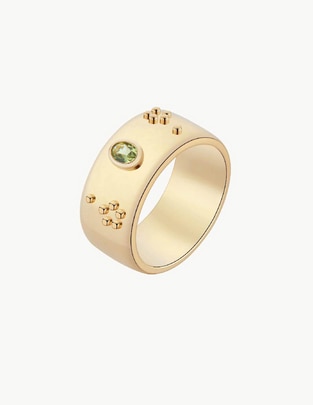 Anillo con gema ovalado Apodemia Bosphorus circonita baño de oro