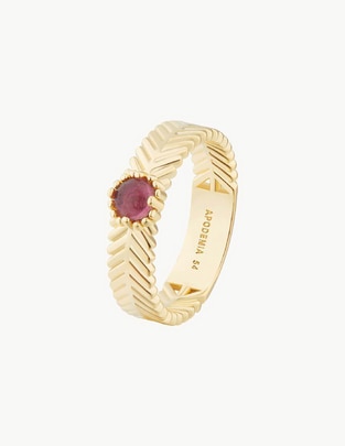 Anillo con gema redondo Sea creatures turmalina baño de oro Anillo con gema redondo Sea creatures turmalina baño de oro