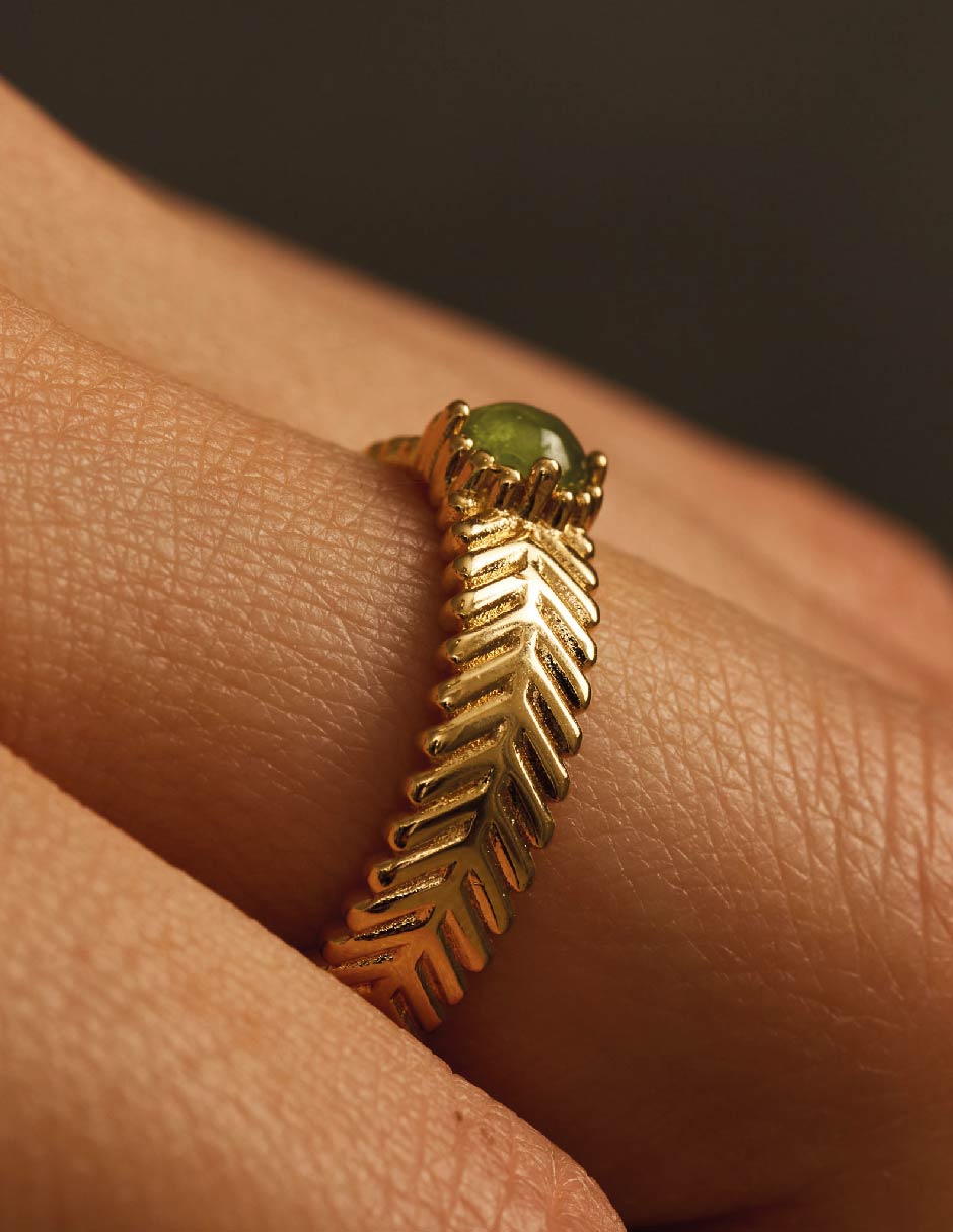 Anillo con gema redondo Sea creatures turmalina baño de oro 2