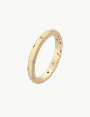 Anillo con gema Bosphorus 18 k circonita baño de oro