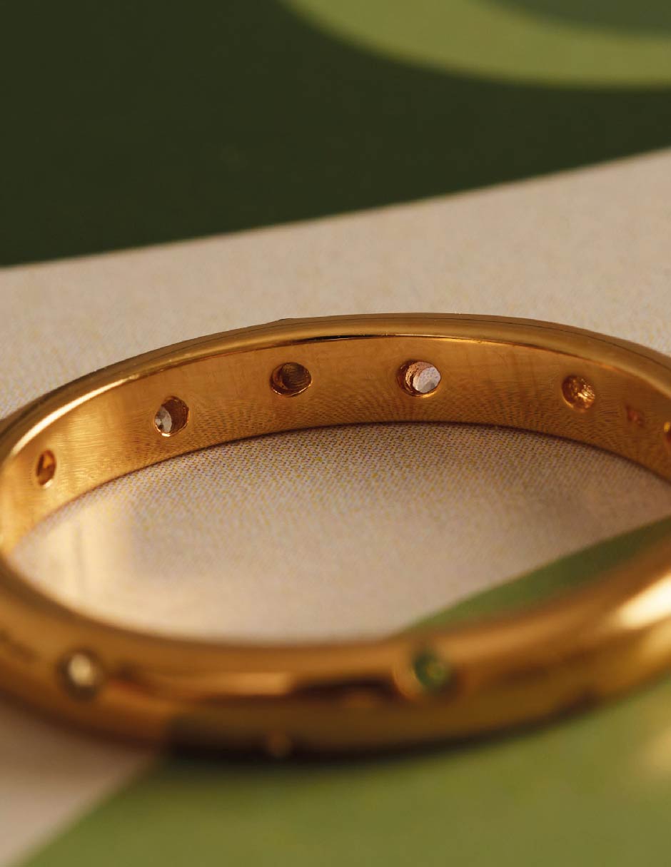 Anillo con gema Bosphorus 18 k circonita baño de oro