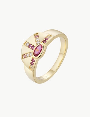 Anillo con gema Nefertiti circonita baño de oro Anillo con gema Nefertiti circonita baño de oro