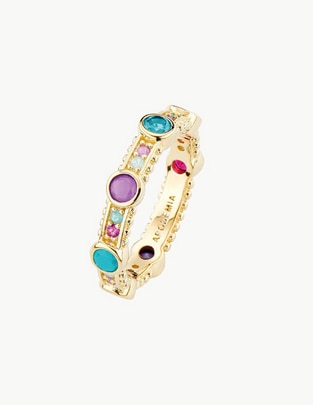 Anillo con gema Lago verde multi ring circonita baño de oro