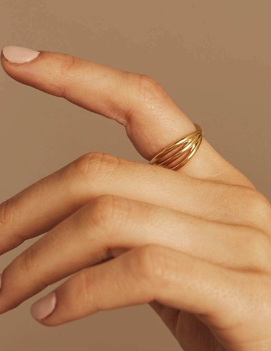 Anillo Suculenta 18 k baño de oro 3