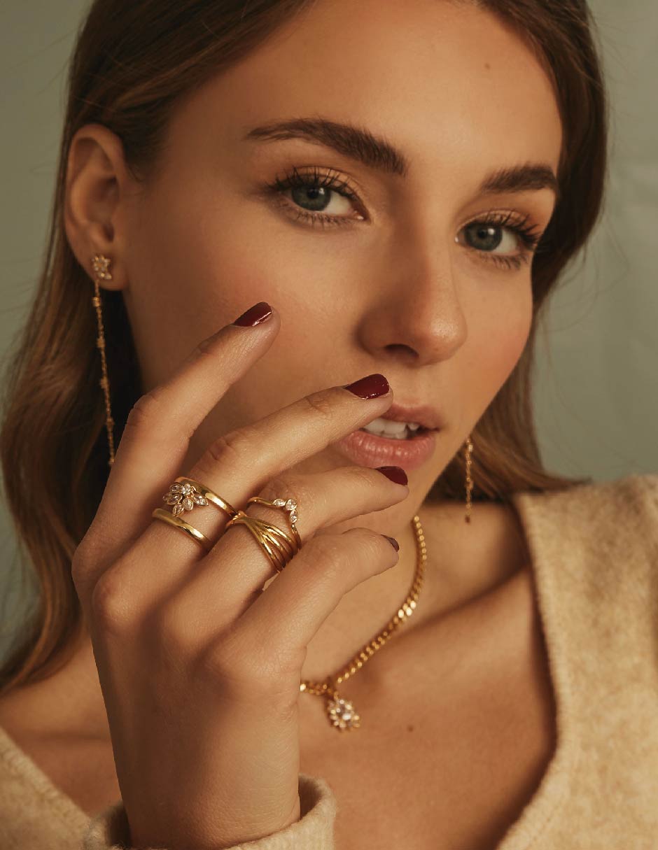 Anillo Suculenta 18 k baño de oro 2