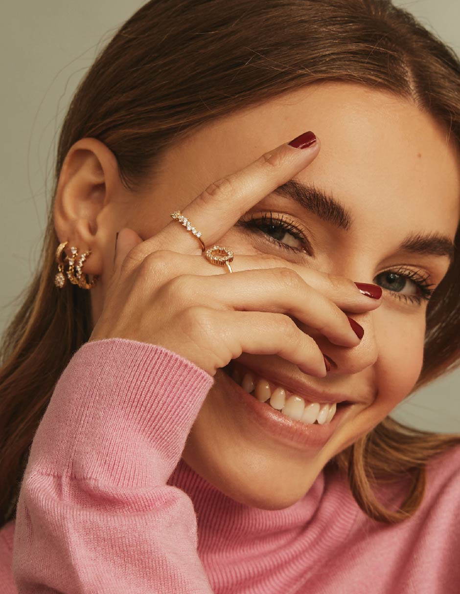 Anillo con gema Guadaloupe circonita baño de oro 2