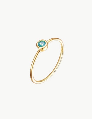 Anillo con gema Lago Verde 18 k circonita baño de oro