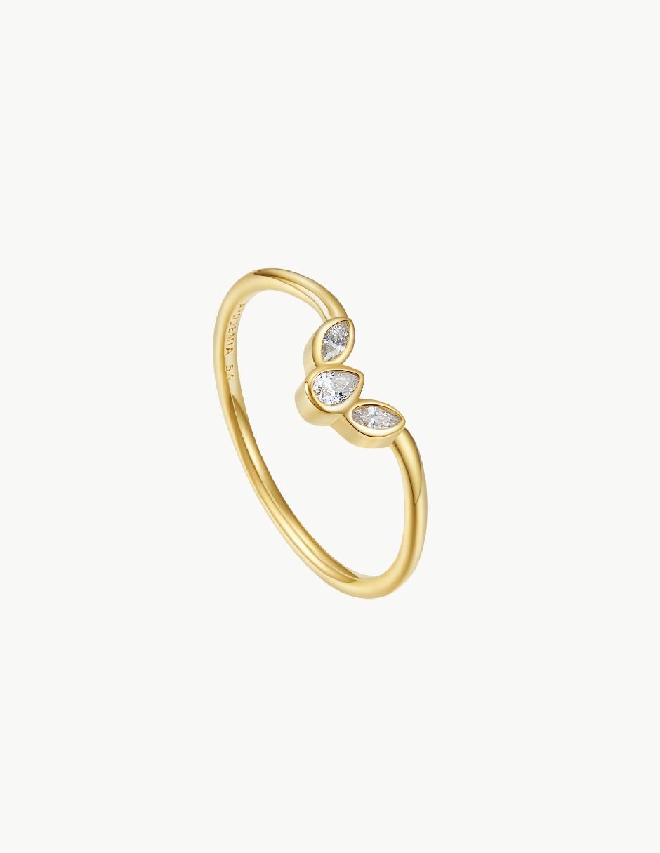 Anillo con gema de hoja Suculenta circonita con acabado baño de oro Anillo con gema de hoja Suculenta circonita con acabado baño de oro