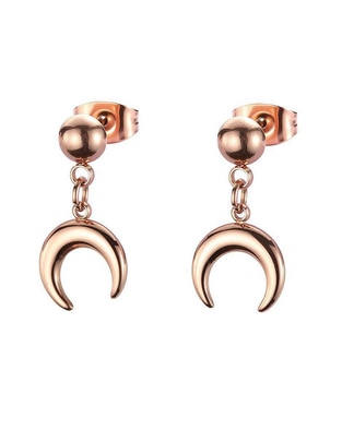 Aretes de luna Earrings Rosegold con acabado brillante Aretes de luna Earrings Rosegold con acabado brillante