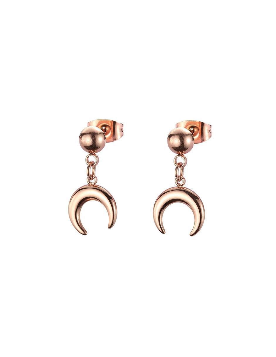 Aretes de luna Earrings Rosegold con acabado brillante 2