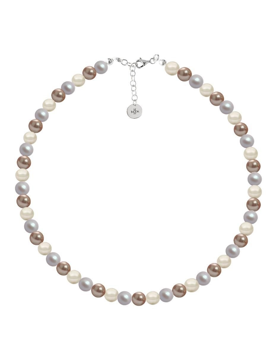Aretes, collar y pulsera redonda Pearls de plata p 925 cristal 3