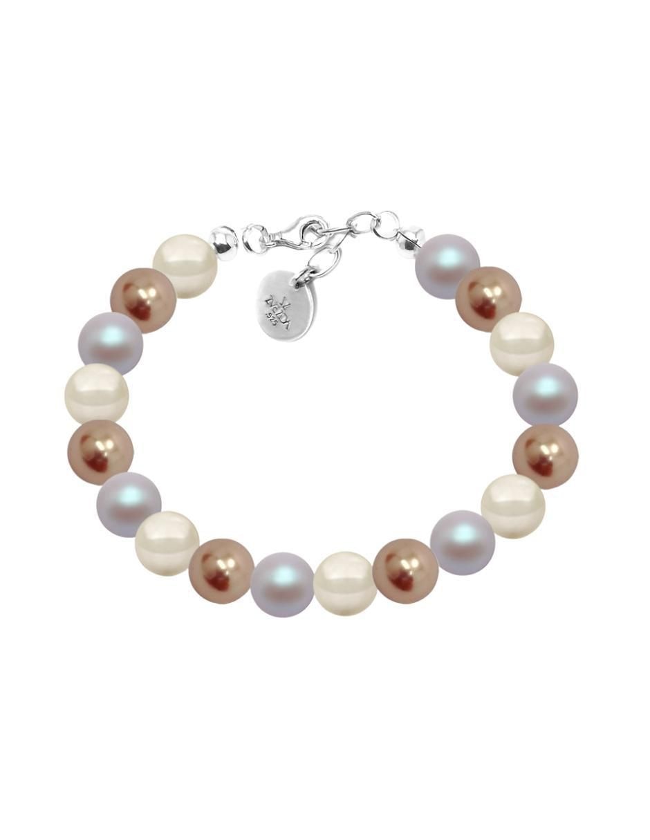 Aretes, collar y pulsera redonda Pearls de plata p 925 cristal 4