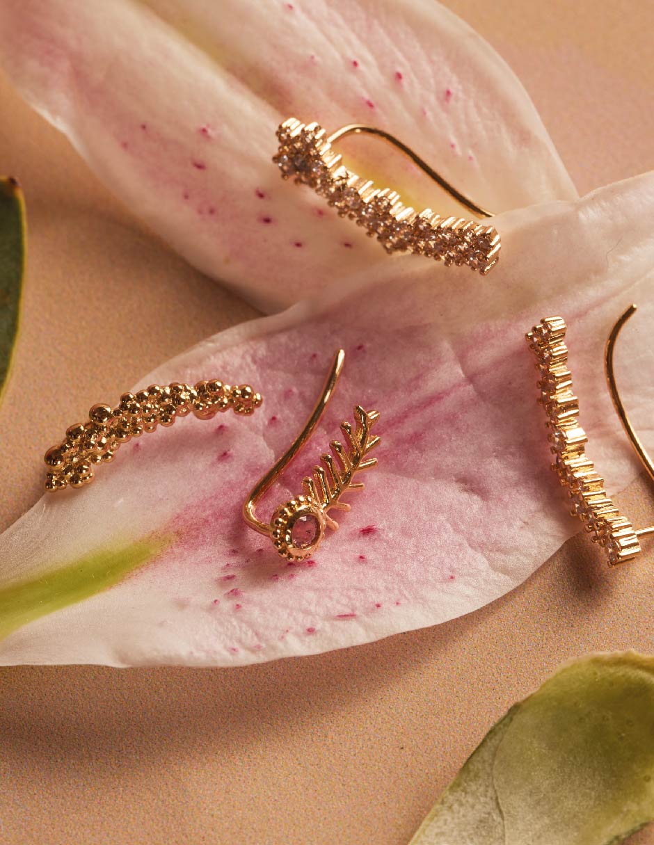 Aretes con acabado baño de oro 18 K 3