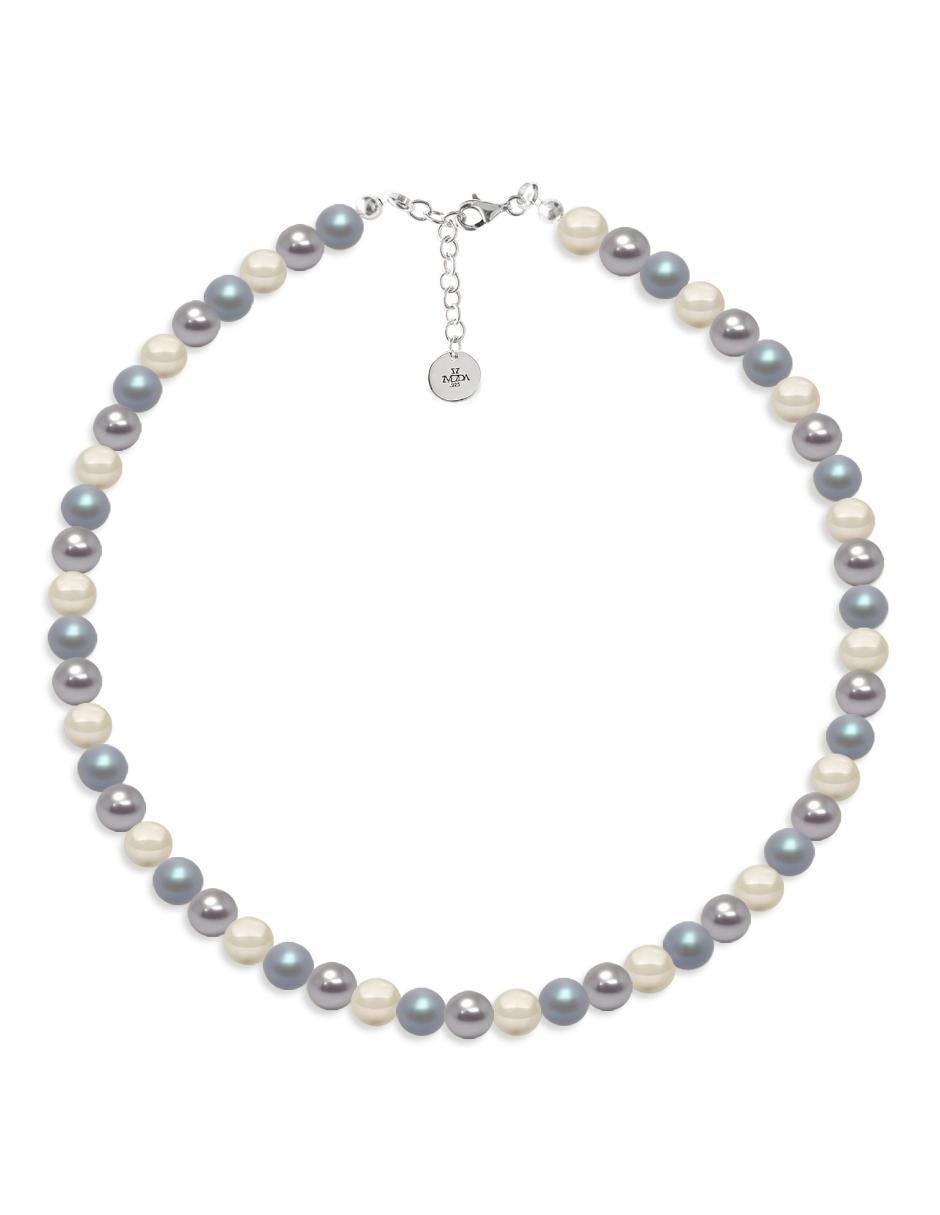 Aretes, collar y pulsera redonda Pearls de plata p 925 cristal 5