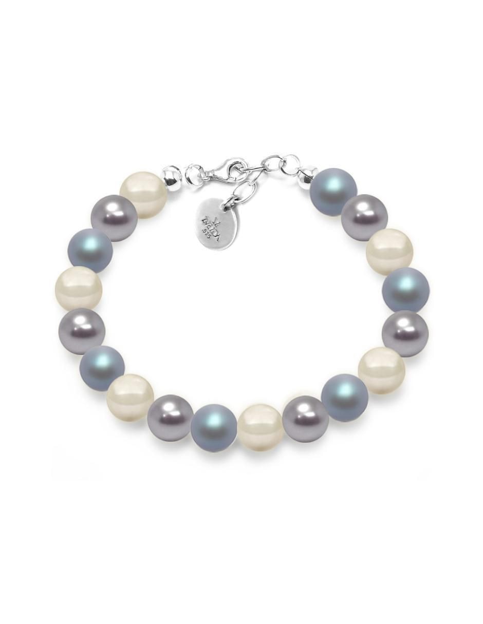 Aretes, collar y pulsera redonda Pearls de plata p 925 cristal 6