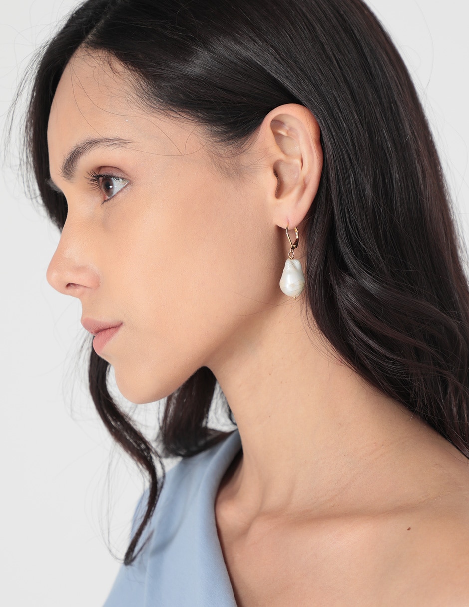 Aretes de oro amarillo perla 4