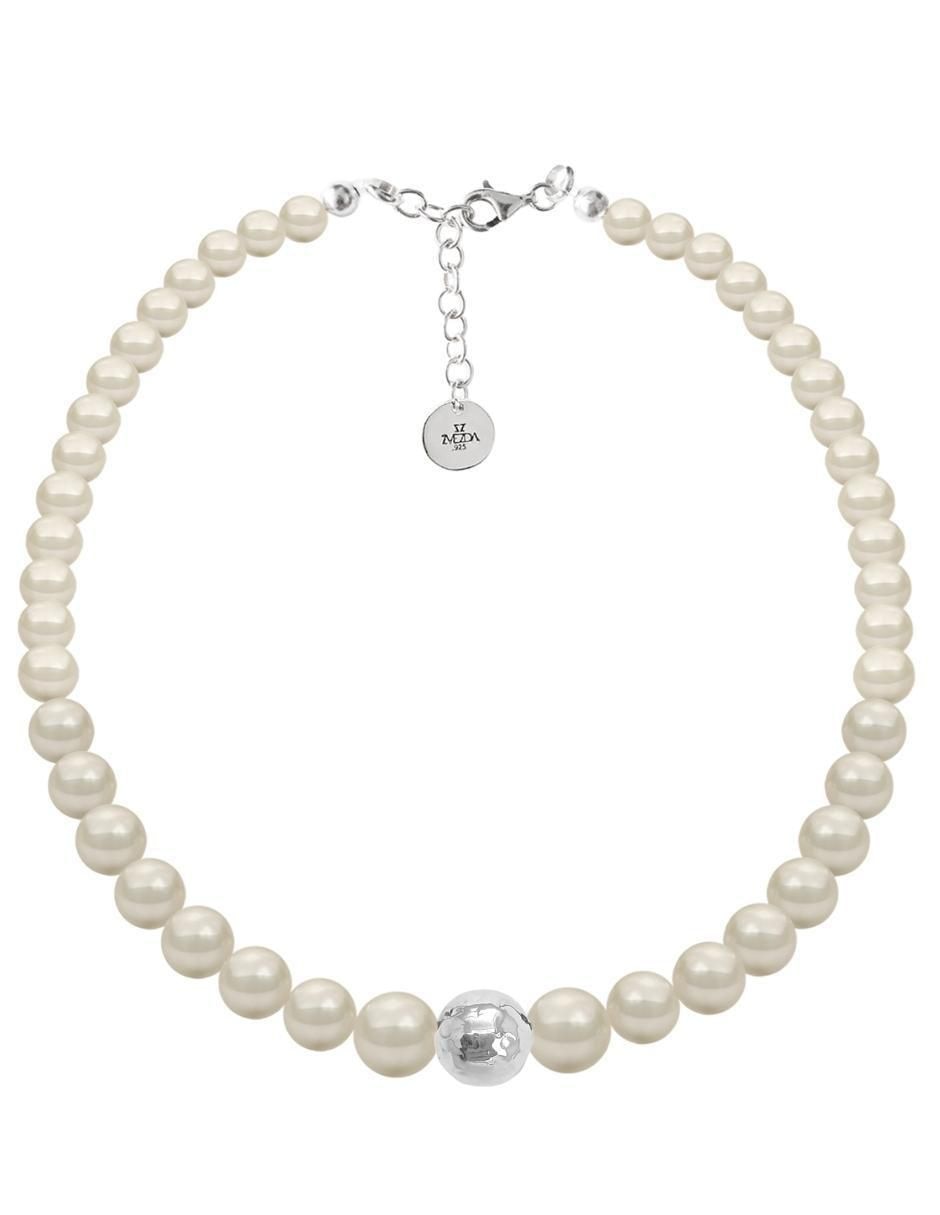 Aretes y collar redondo Pearls de plata p 925 cristal 2