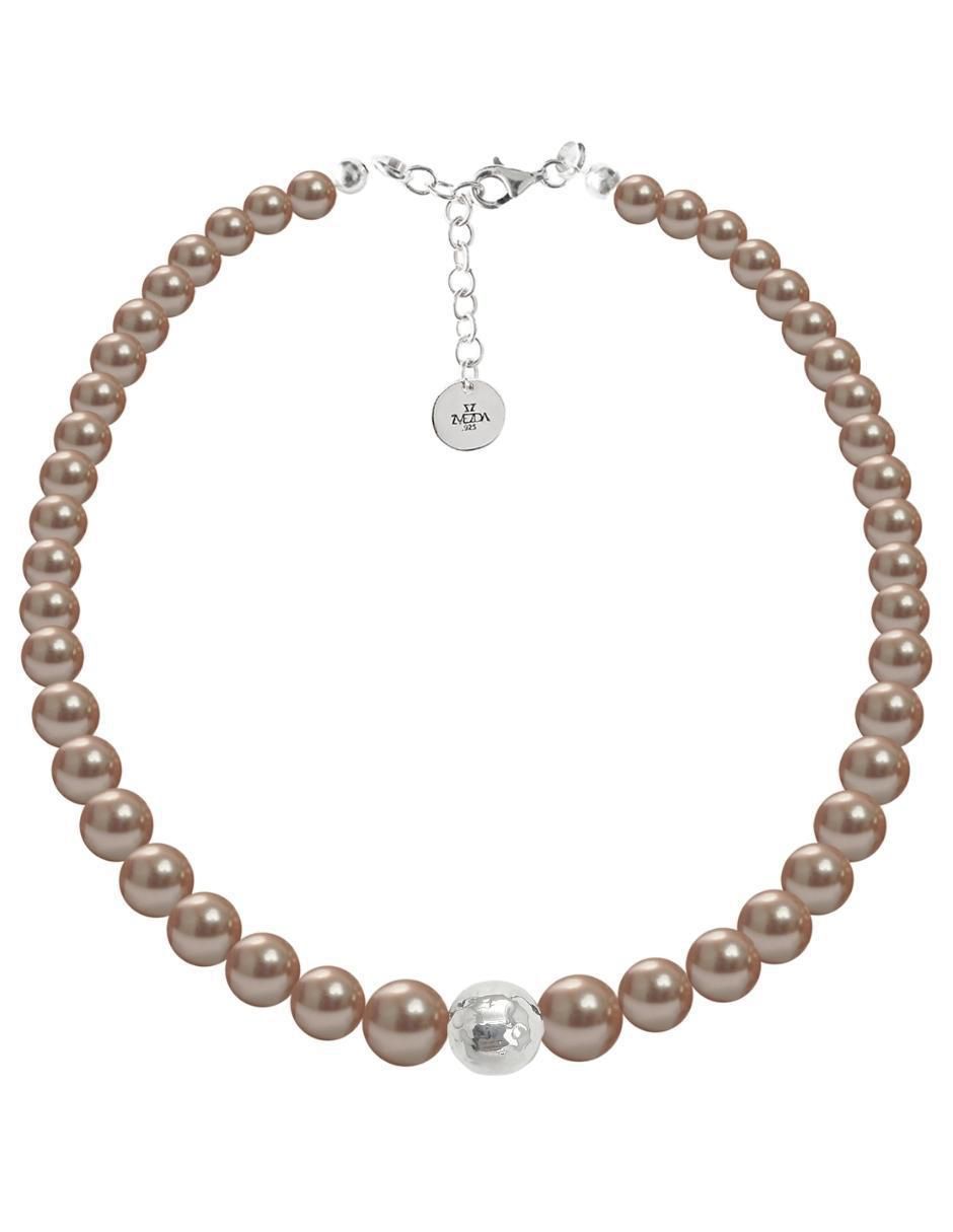 Aretes y collar redondo Pearls de plata p 925 cristal 2