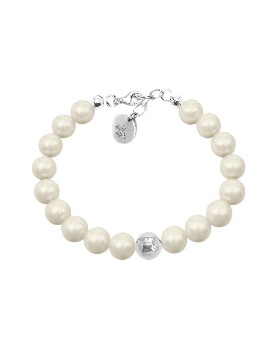 Aretes, collar y pulsera redonda Pearls de plata p 925 cristal 2