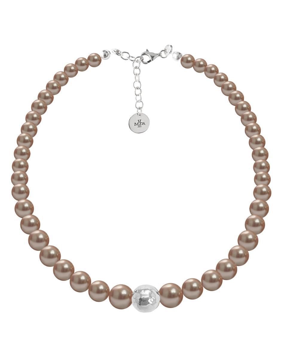 Aretes, collar y pulsera redonda Pearls de plata p 925 cristal 4