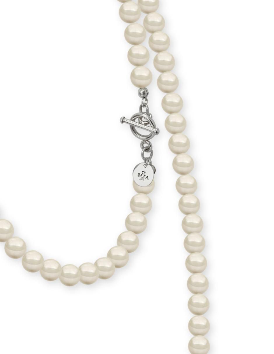 Aretes, collar y pulsera redonda Pearls de plata p 925 cristal 4