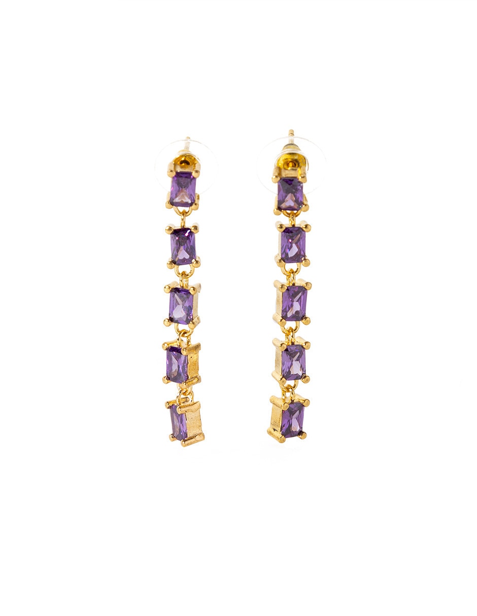 Aretes de rectángulo con acabado baño de oro Aretes de rectángulo con acabado baño de oro
