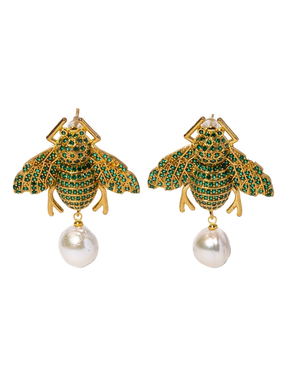 Aretes de abeja de oro amarillo con acabado brillante Aretes de abeja de oro amarillo con acabado brillante