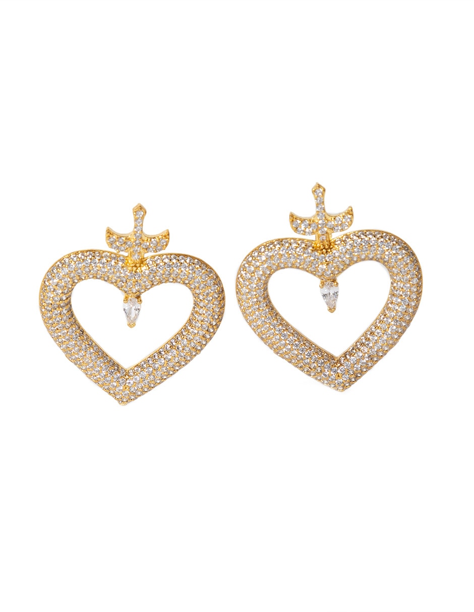 Aretes de corazón Daniel Espinosa Jewelry con acabado brillante