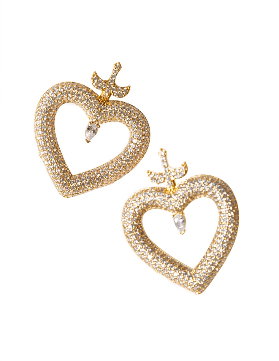 Aretes de corazón Daniel Espinosa Jewelry con acabado brillante